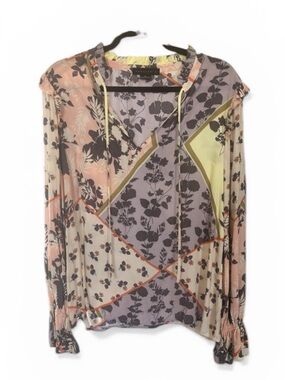 Sanctuary Joss Floral Boho Sz Med EUC Blouse Cottagecore Western Ruffle Sleeve